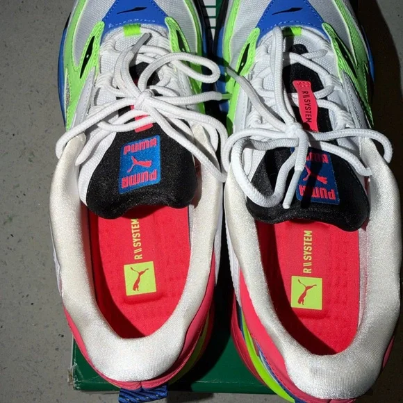 Puma RS-Fast Dazed Men's Sneaker White Bluemazin Green Blue Red size 12
